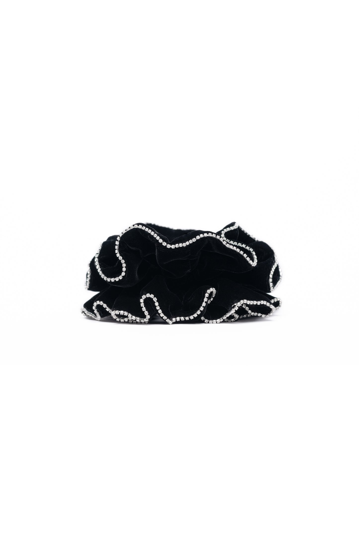 The Irish Twin - The Scrunchi Velvet and Crystal - scrunchi for hair - black velvet - viscose fabric - crystal embellished - Made in France - Made in Paris - Handmade in Paris - Designed in Paris - Handcrafted - Be my Guest - Made to love and to last - Unique piece made by hand - original and special for Host Wear by The Irish Twin - created by Jill Bauwens