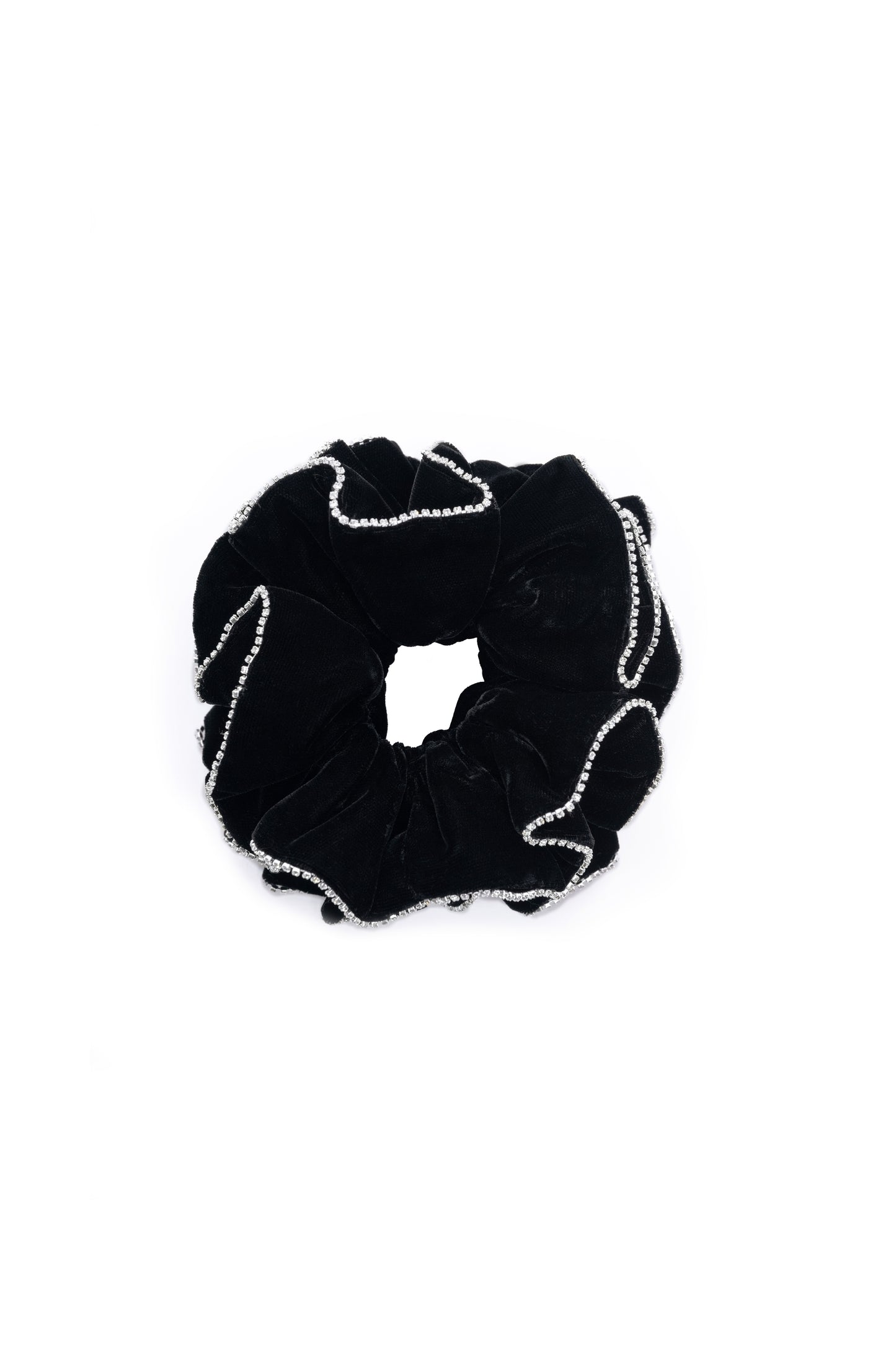 The Irish Twin - The Scrunchi Velvet and Crystal - scrunchi for hair - black velvet - viscose fabric - crystal embellished - Made in France - Made in Paris - Handmade in Paris - Designed in Paris - Handcrafted - Be my Guest - Made to love and to last - Unique piece made by hand - original and special for Host Wear by The Irish Twin - created by Jill Bauwens