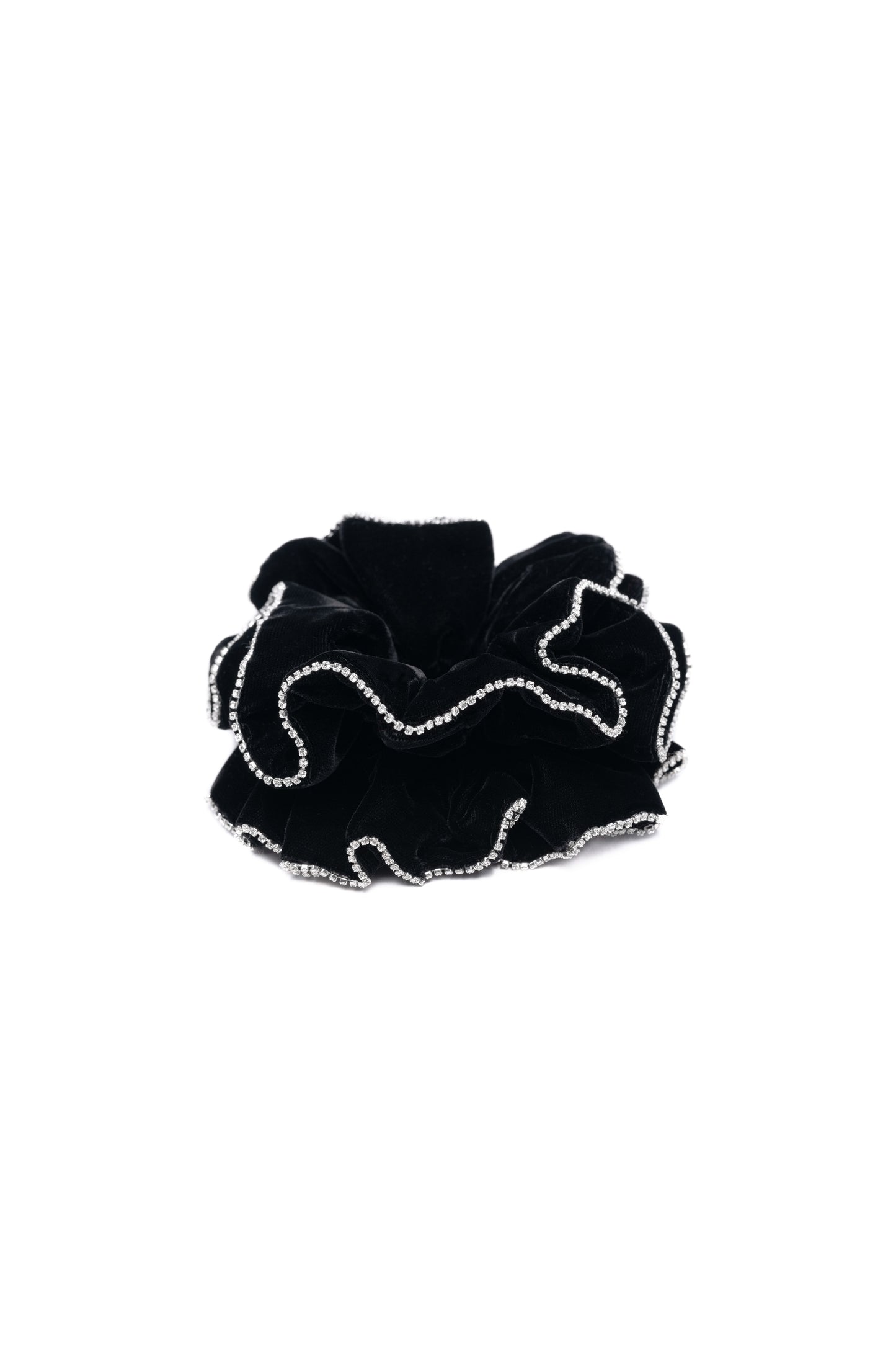 The Irish Twin - The Scrunchi Velvet and Crystal - scrunchi for hair - black velvet - viscose fabric - crystal embellished - Made in France - Made in Paris - Handmade in Paris - Designed in Paris - Handcrafted - Be my Guest - Made to love and to last - Unique piece made by hand - original and special for Host Wear by The Irish Twin - created by Jill Bauwens
