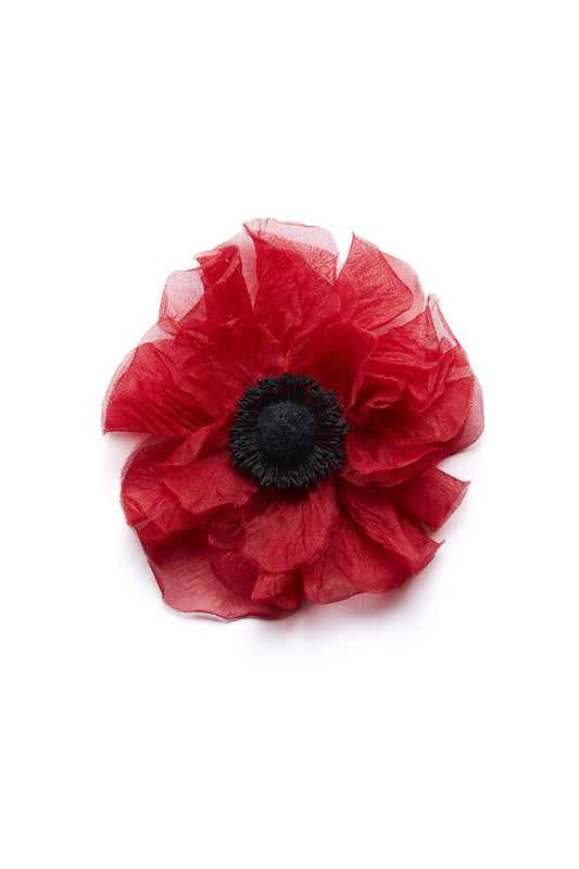 The Irish Twin - Anemone flower Brooch - black Silk fabric - Made in France - Made in Paris - Handmade in Paris - Designed in Paris - Handcrafted - Be my Guest - Made to love and to last - Unique piece made by hand - original and special for Host Wear by The Irish Twin - created by Jill Bauwens