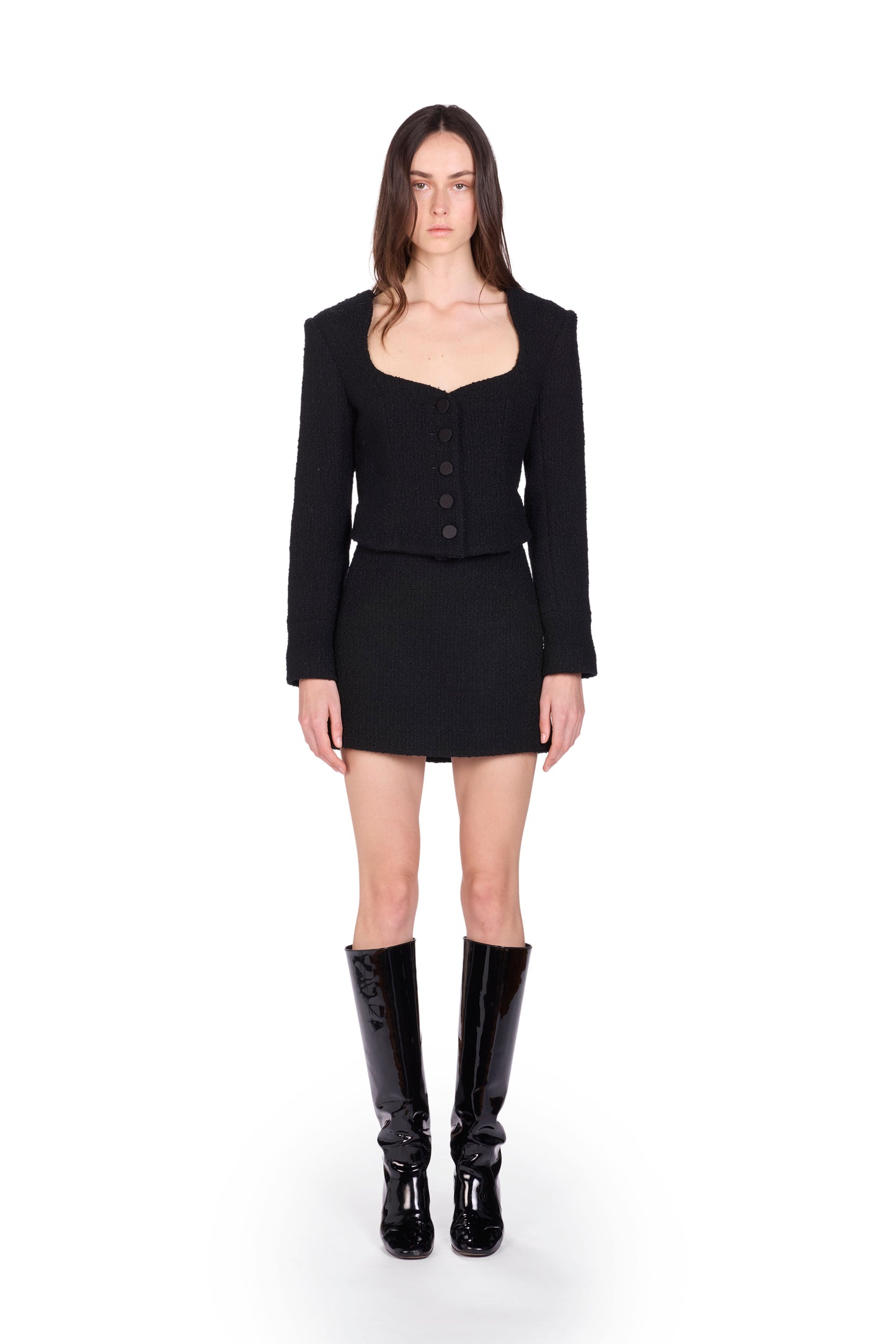The Mini Skirt -  S8 Deep Black Tweed bouclé