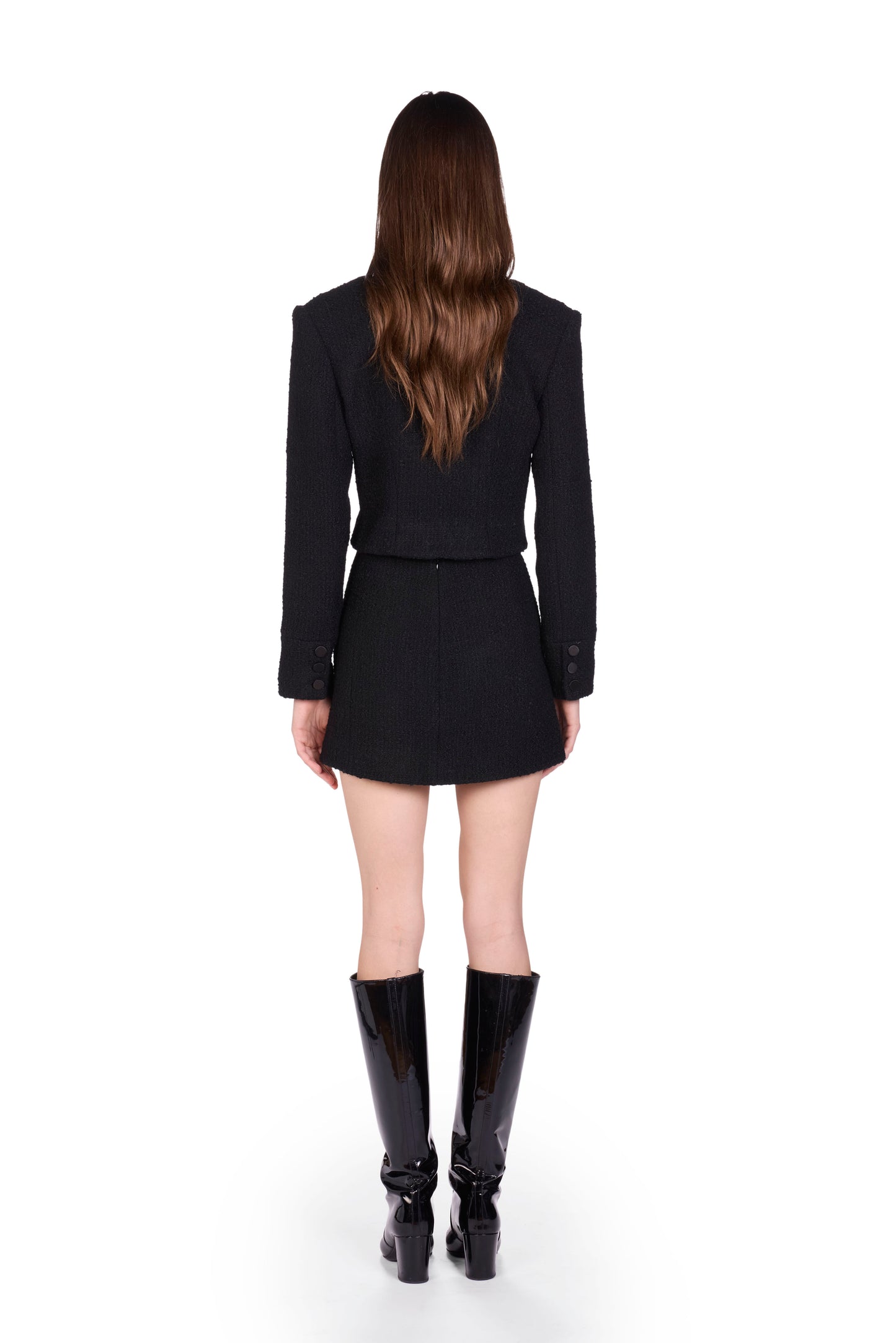 The Mini Skirt -  S8 Deep Black Tweed bouclé