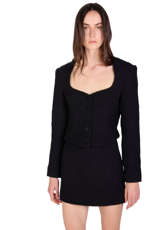 The Mini Skirt -  S8 Deep Black Tweed bouclé
