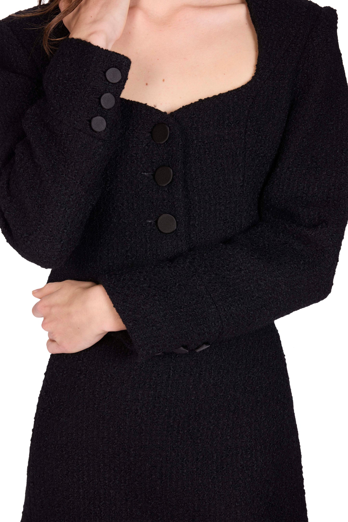 The Mini Skirt -  S8 Deep Black Tweed bouclé
