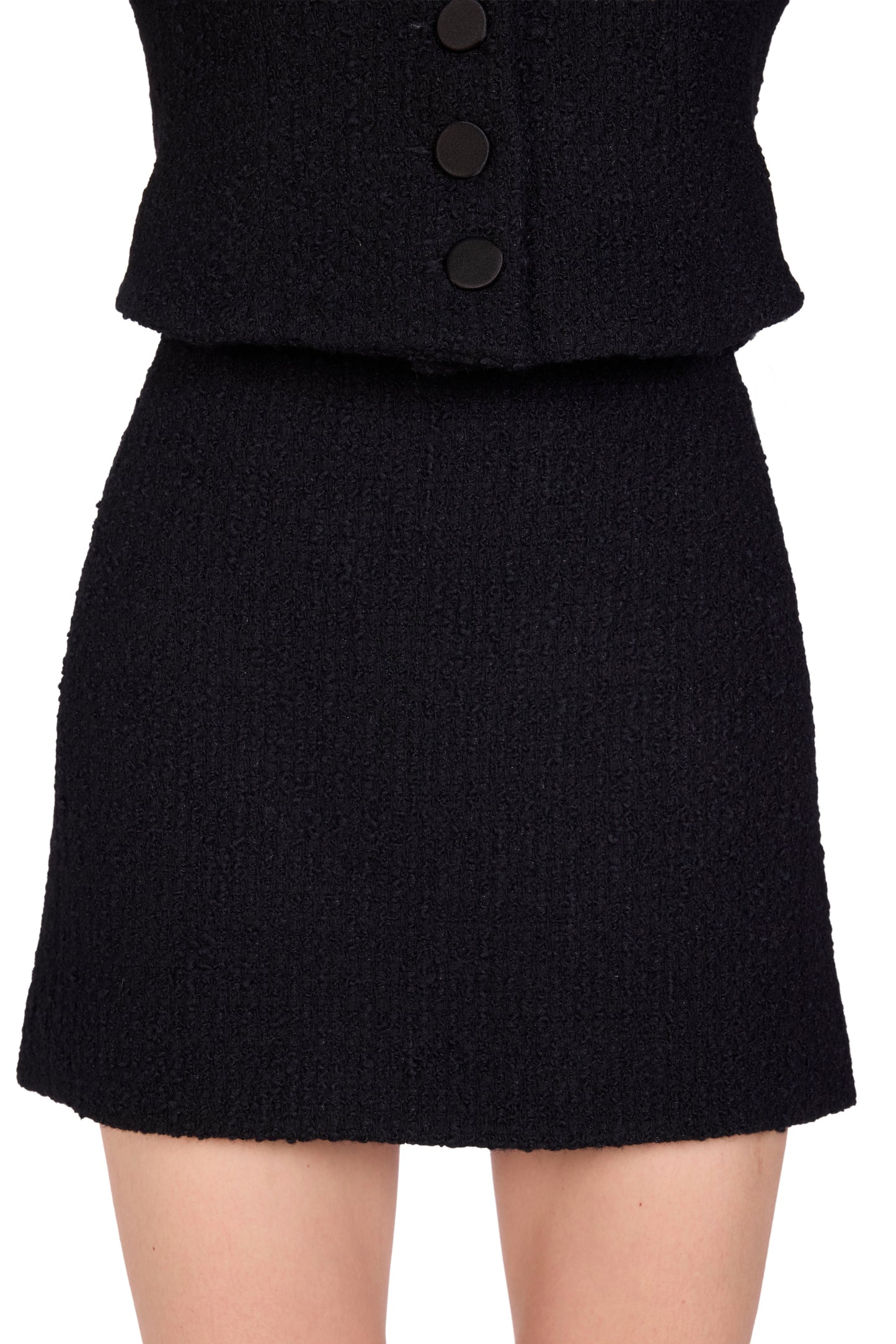 The Mini Skirt -  S8 Deep Black Tweed bouclé