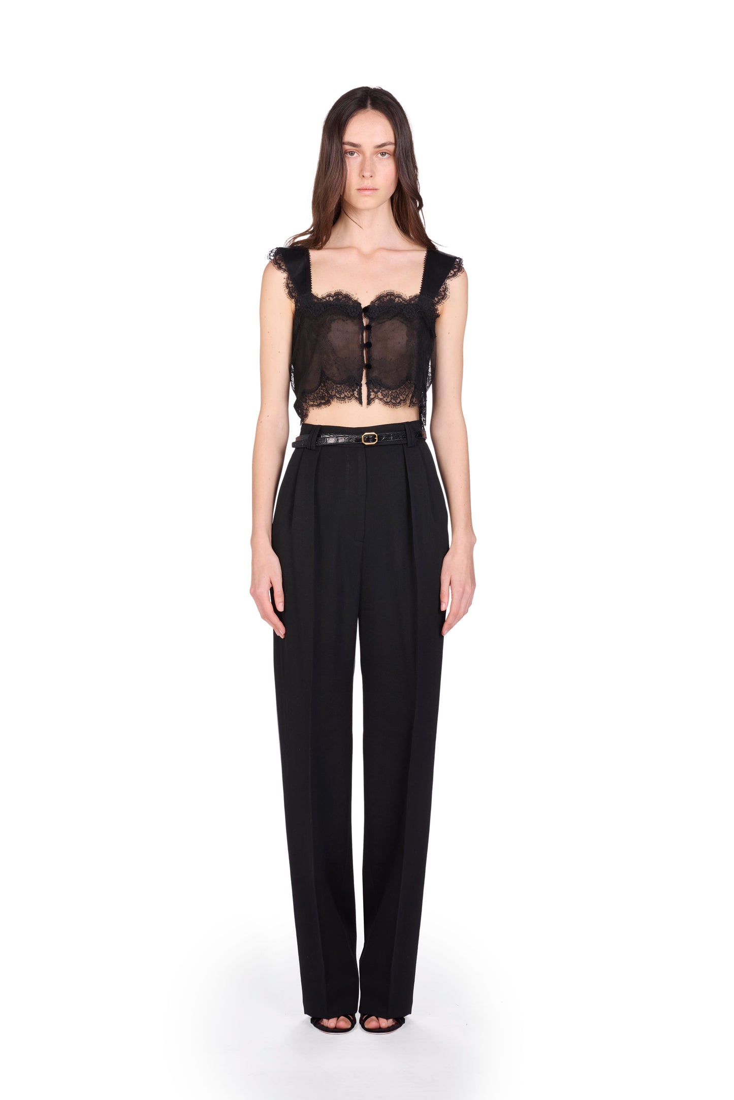 The Ali Top - Black Chiffon and Lace