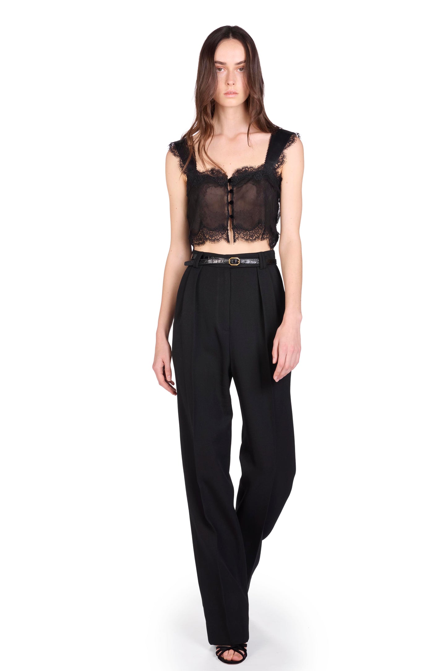 The Ali Top - Black Chiffon and Lace