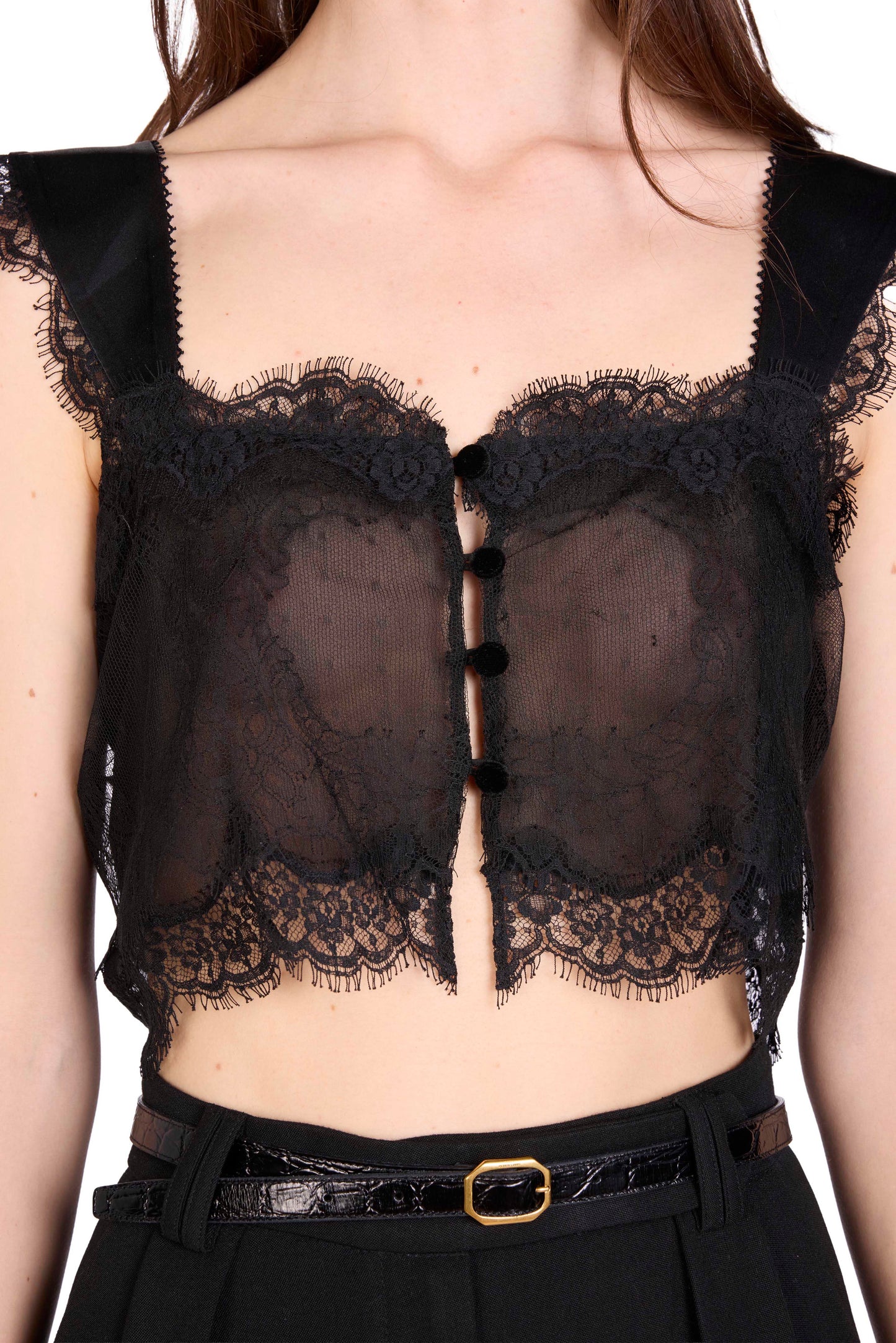 The Ali Top - Black Chiffon and Lace