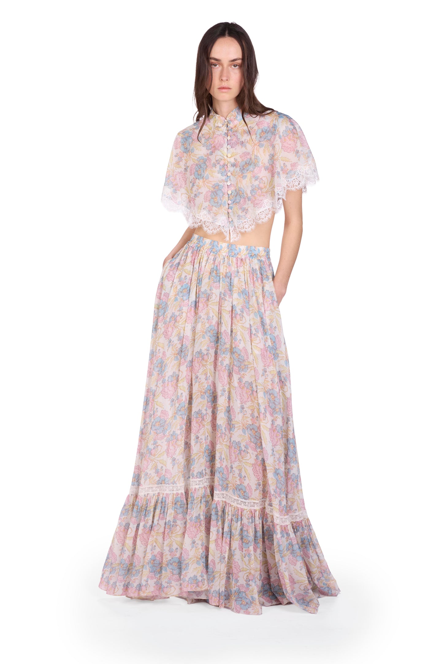 The Maxi Skirt - S8  Pressed Tuberose Print