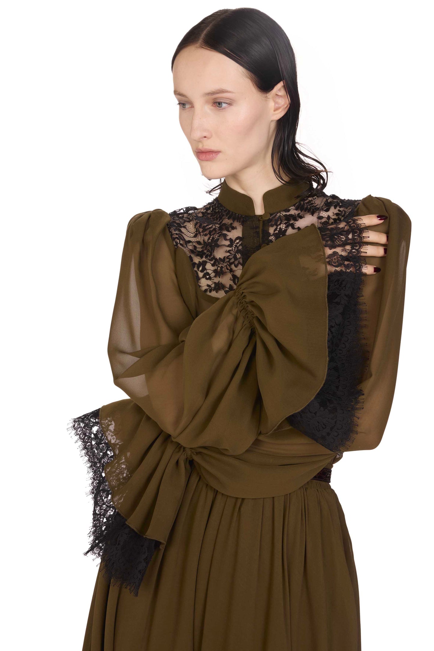The Pachri Top - S9 Kaki Archive silk mousseline