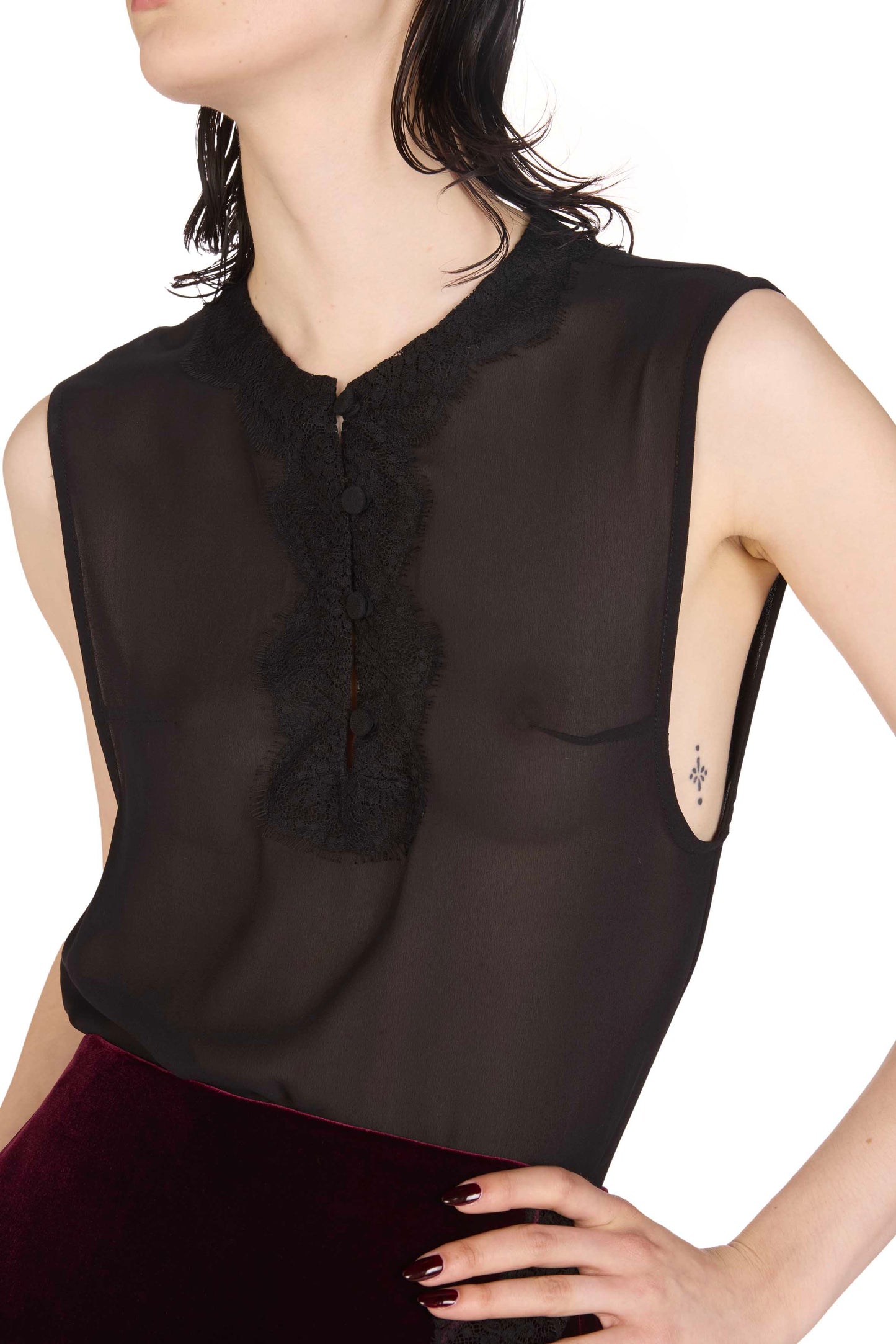 The Sophi Top - S9 Black Mousseline and Lace