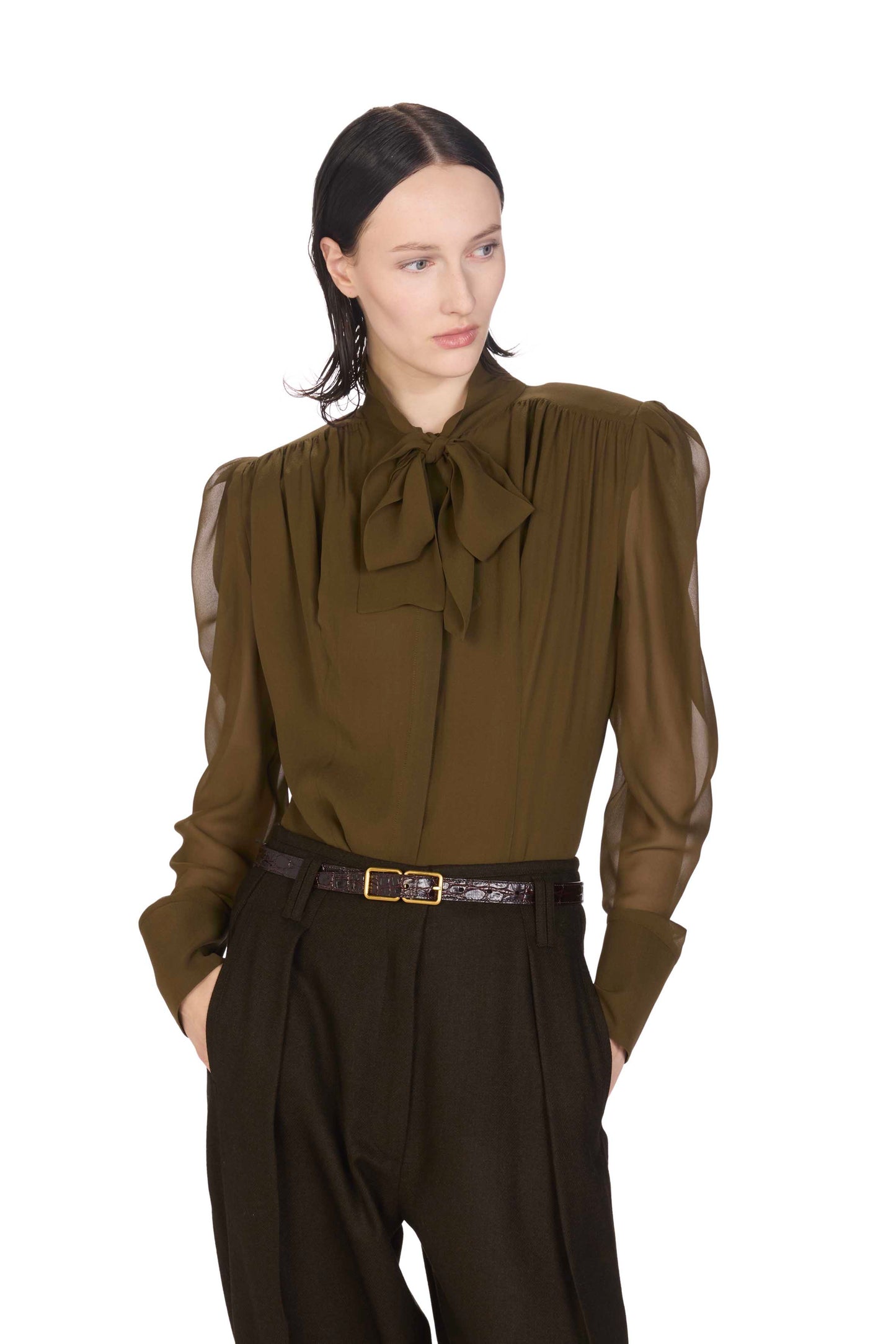 The Robi Top - S9 Kaki Archive georgette