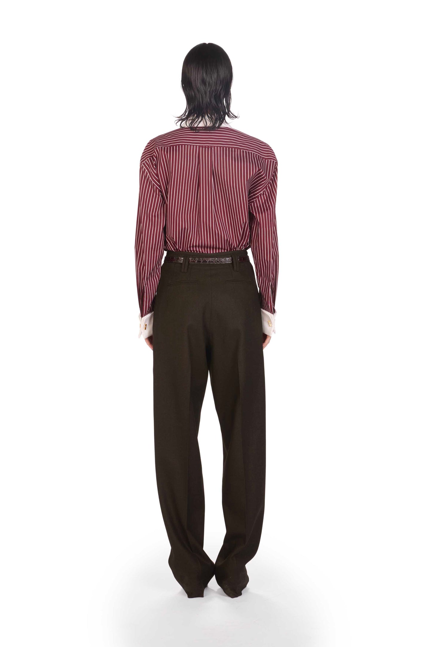 The Michi -  S9 Bordeaux Empire and White Porcelain stripes