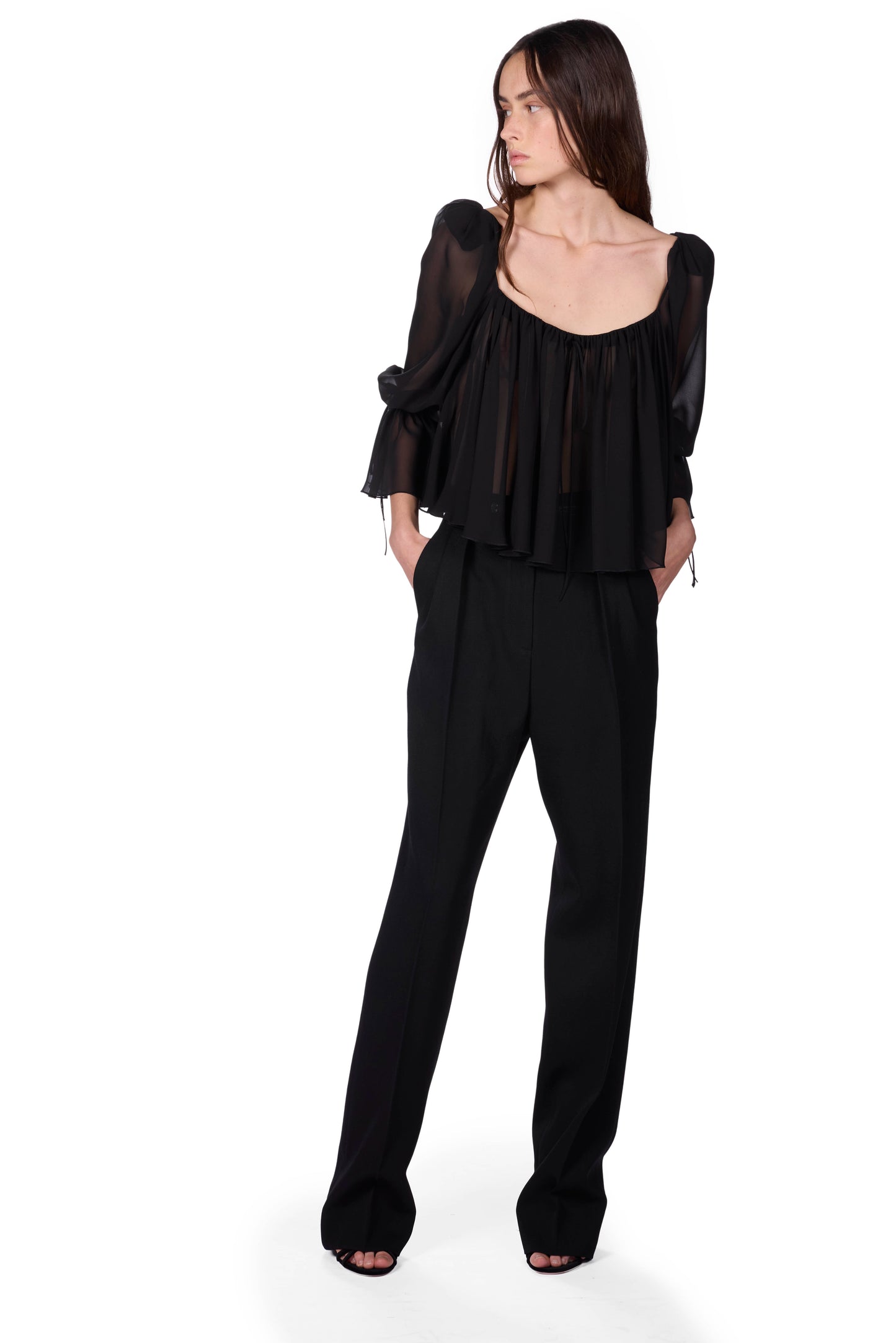 The Salli Top - Black Chiffon