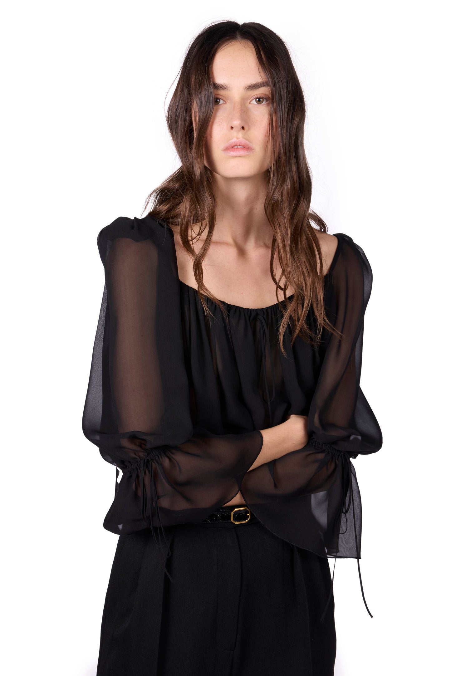 The Salli Top - Black Chiffon