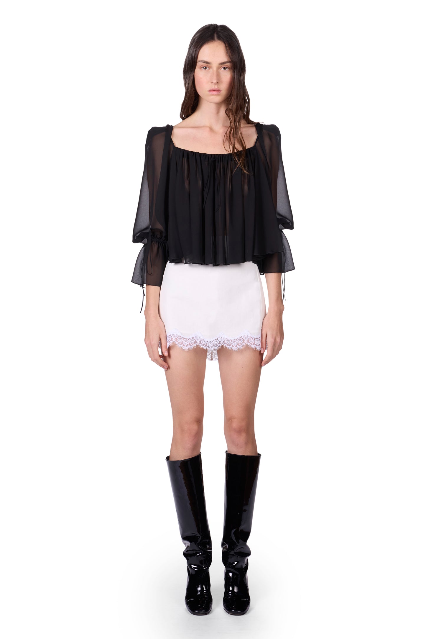 The Mini Lace Skirt -  Porcelain Linen