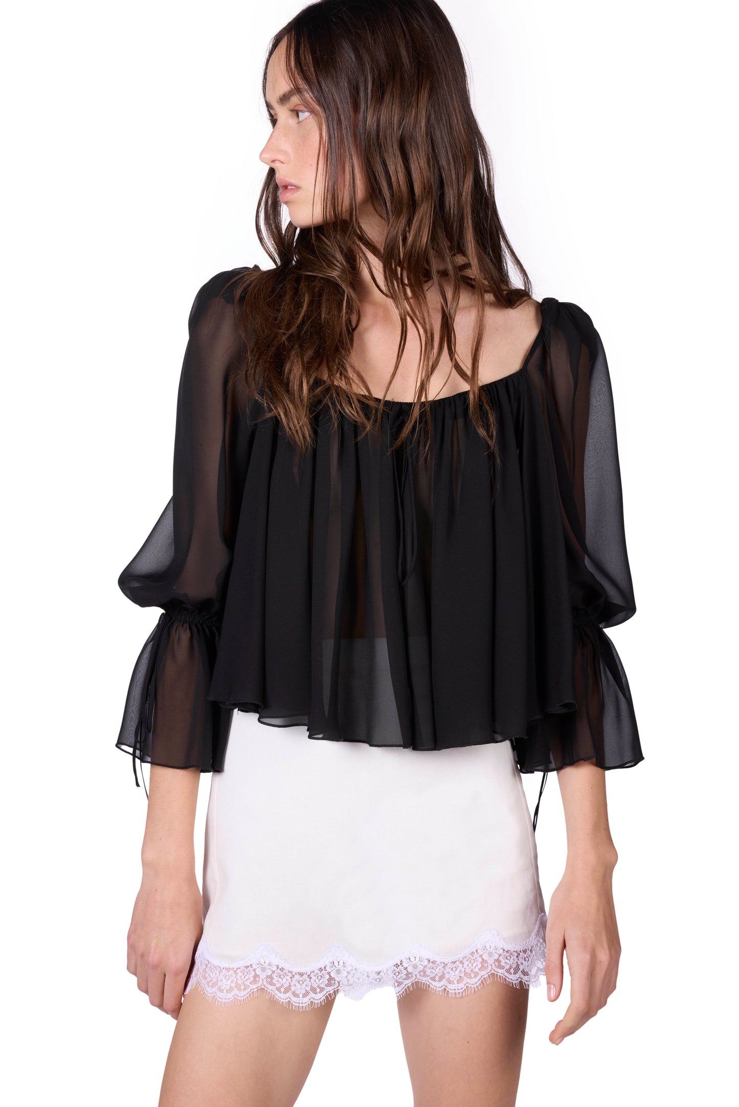 The Mini Lace Skirt -  Porcelain Linen