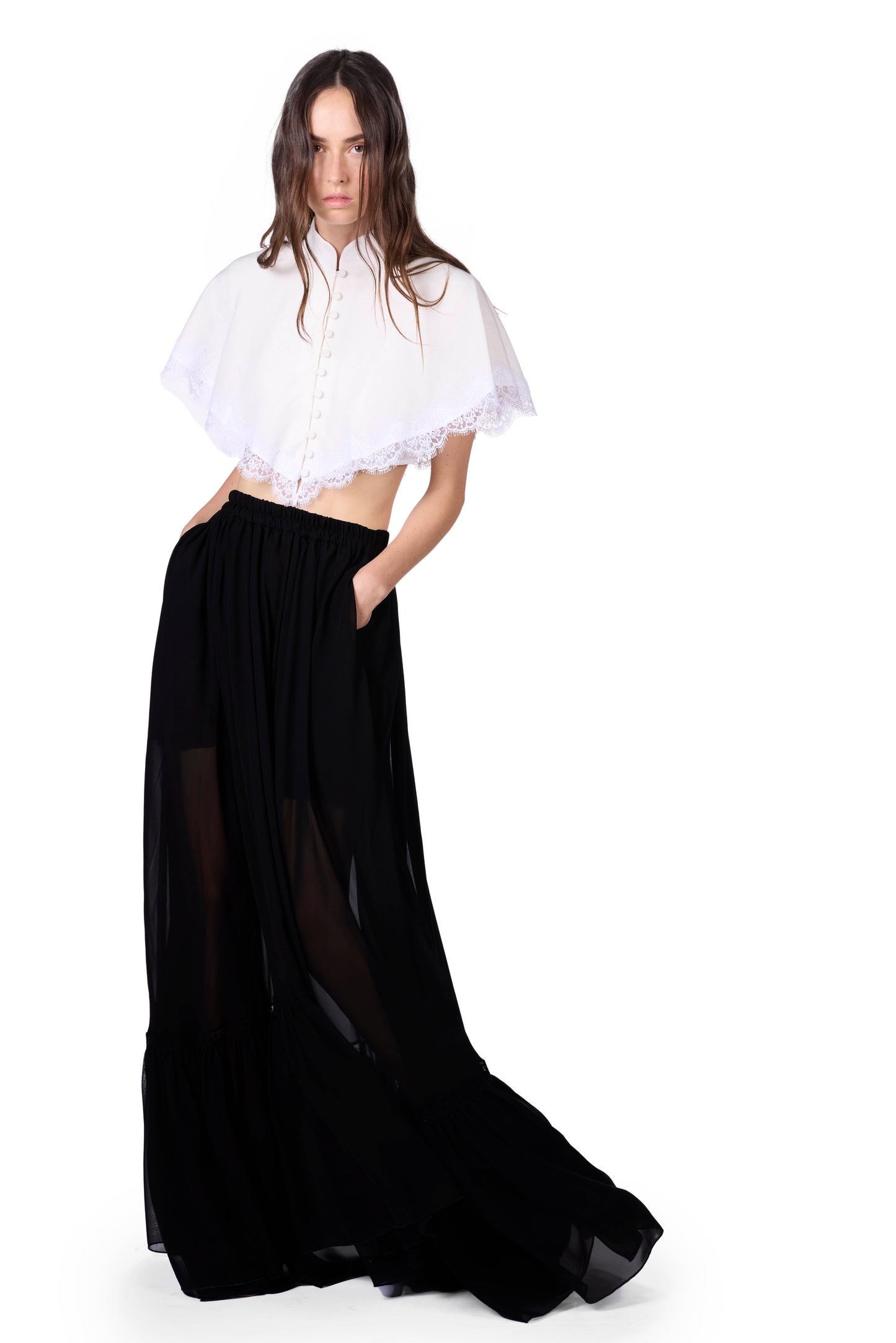 The Maxi Skirt -  Black Chiffon
