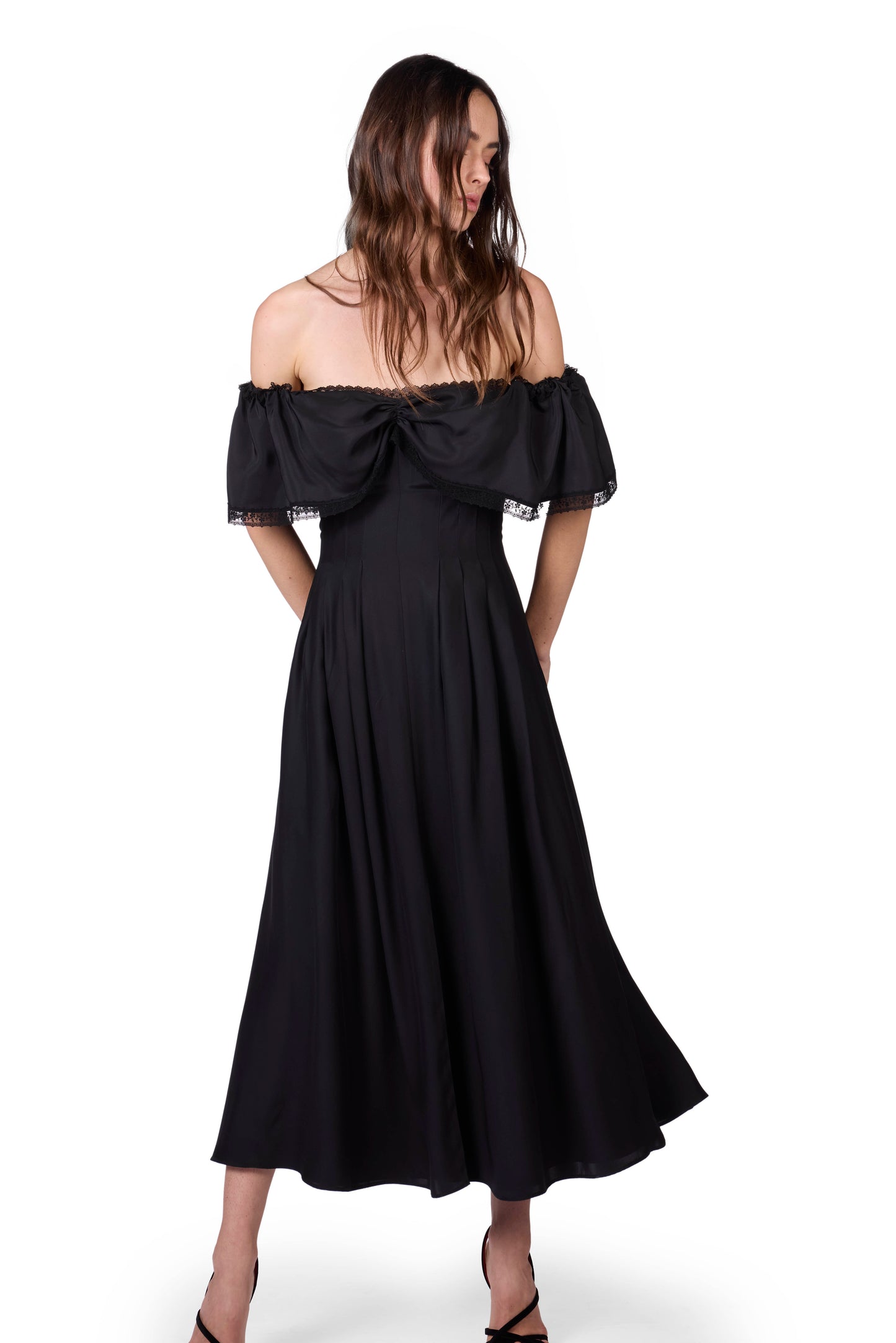 The Romi Long - Deep Black Satin