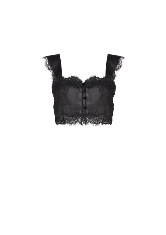 The Ali Top - Black Chiffon and Lace