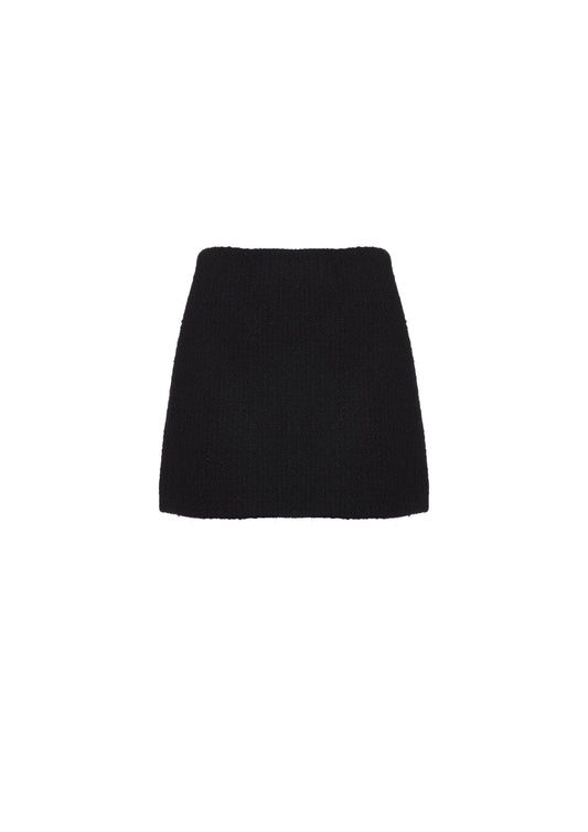The Mini Skirt -  S8 Deep Black Tweed bouclé