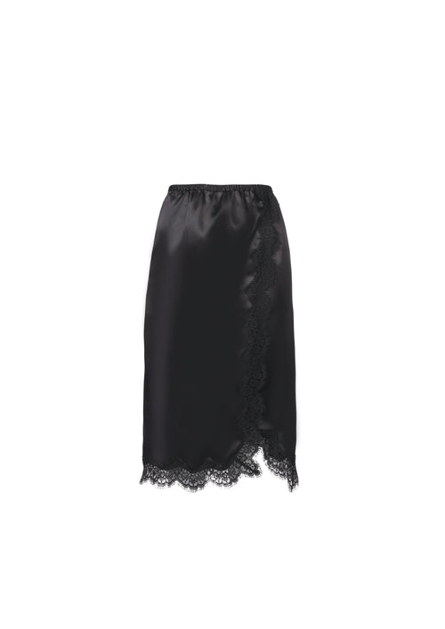 The Juli Skirt -  Deep Black Satin