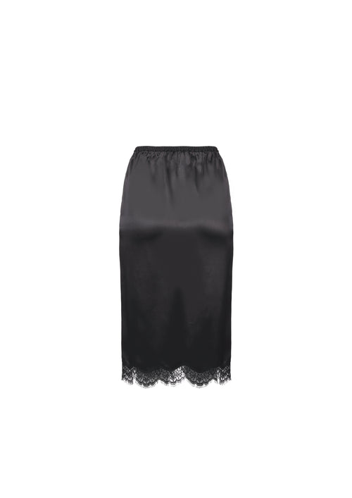 The Juli Skirt -  Deep Black Satin