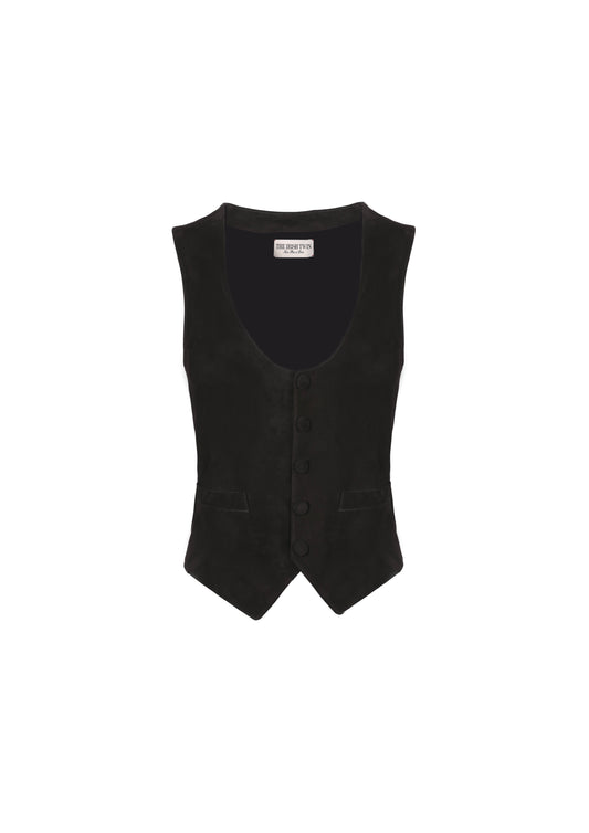 The Lenni Vest - Black Suede