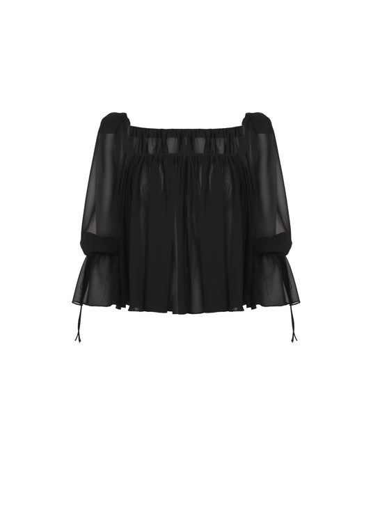 The Salli Top - Black Chiffon