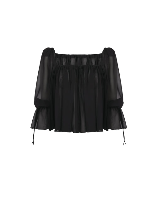 The Salli Top -  S8 Black Chiffon