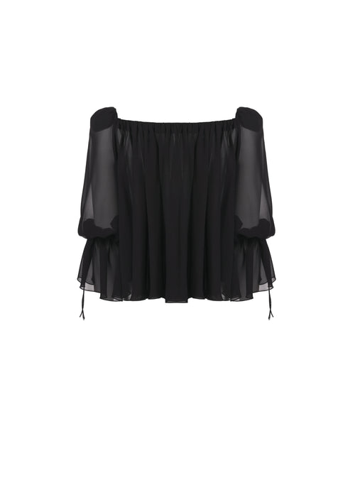 The Salli Top -  S8 Black Chiffon