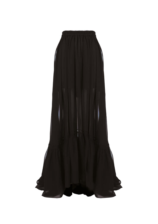 The Maxi Skirt -  Black Chiffon
