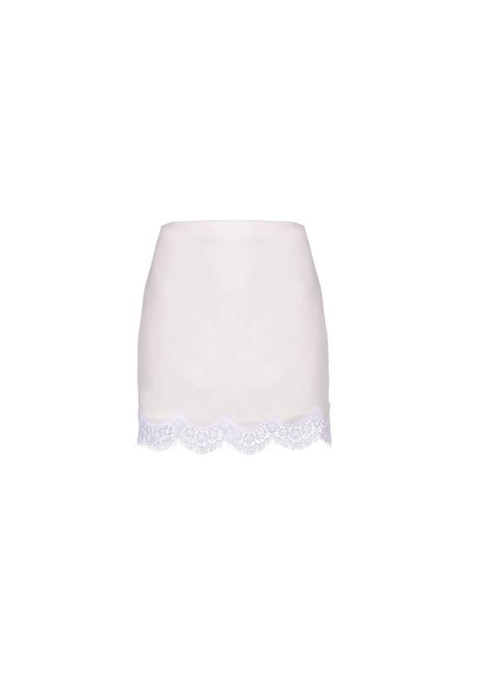 The Mini Lace Skirt -  Porcelain Linen