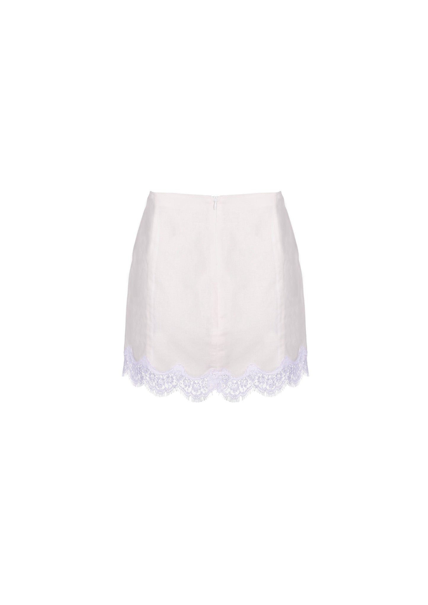 The Mini Lace Skirt -  Porcelain Linen