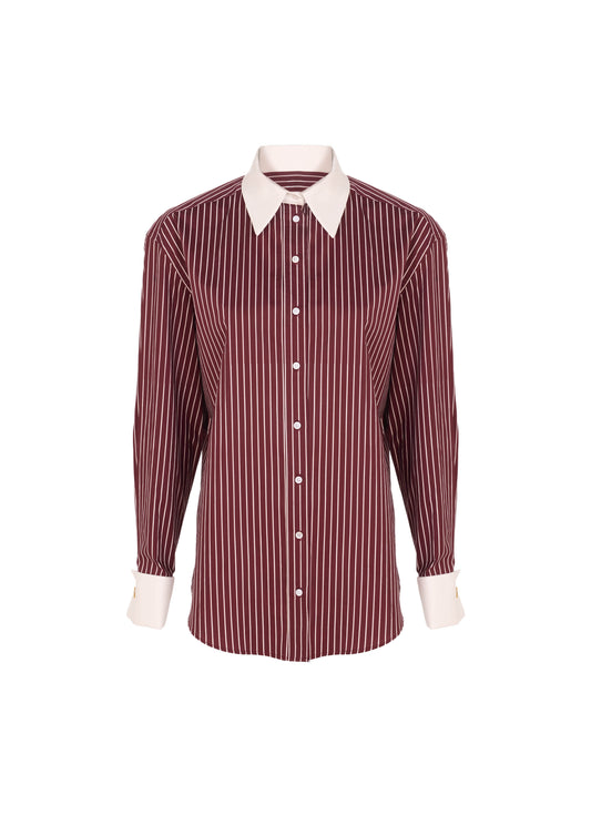 The Michi -  S9 Bordeaux Empire and White Porcelain stripes