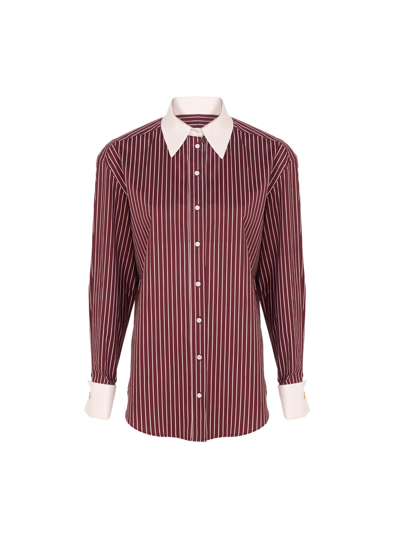 The Michi -  S9 Bordeaux Empire and White Porcelain stripes
