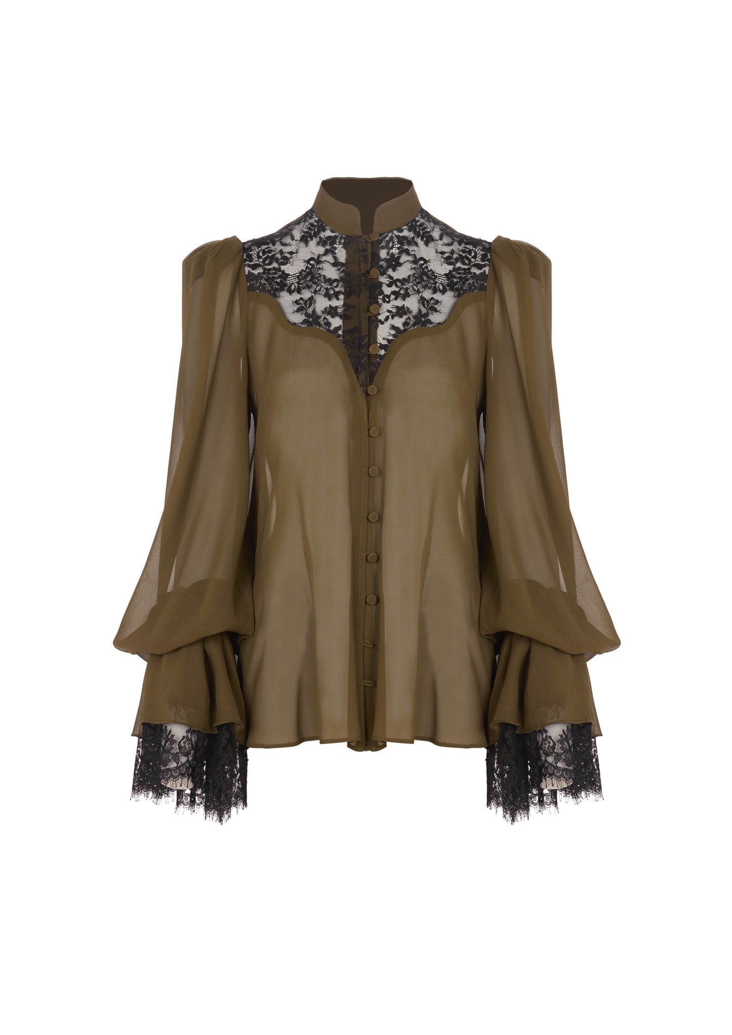 The Pachri Top - S9 Kaki Archive silk mousseline