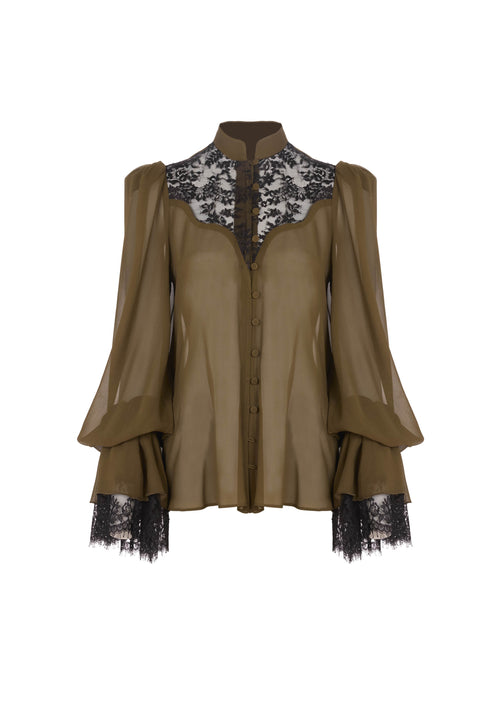 The Pachri Top - S9 Kaki Archive silk mousseline
