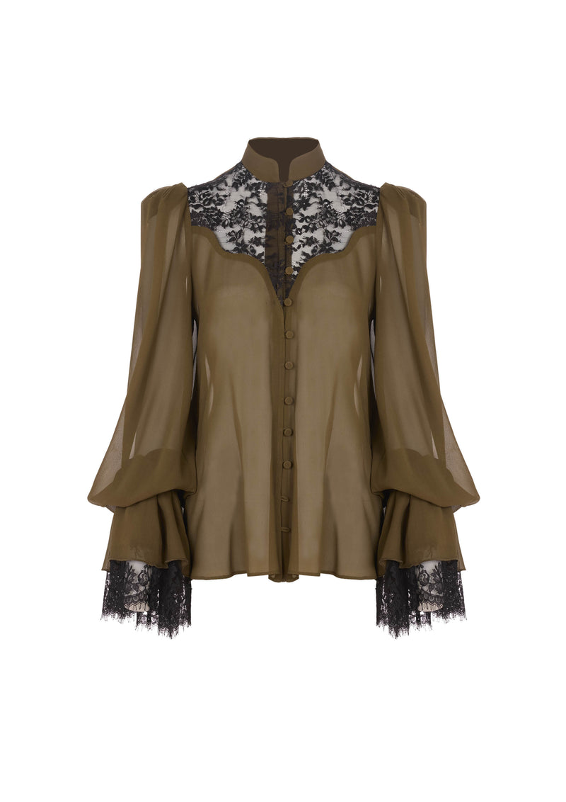 The Pachri Top - S9 Kaki Archive silk mousseline