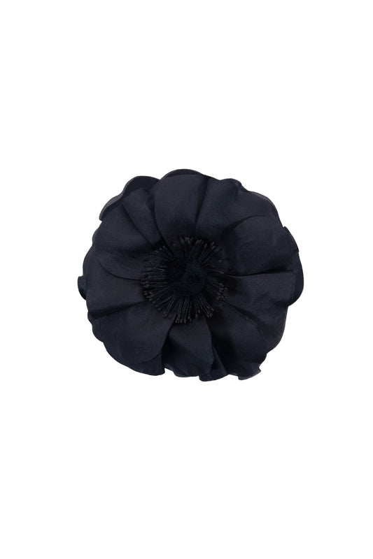 The Irish Twin - Anemone flower Brooch - black Silk fabric - Made in France - Made in Paris - Handmade in Paris - Designed in Paris - Handcrafted - Be my Guest - Made to love and to last - Unique piece made by hand - original and special for Host Wear by The Irish Twin - created by Jill Bauwens